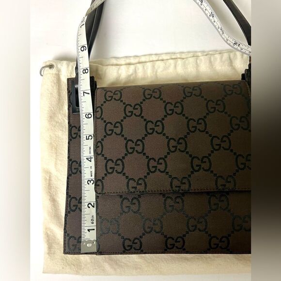 Gucci Brown and Black GG Monogram Shoulder Bag - Picture 14 of 17